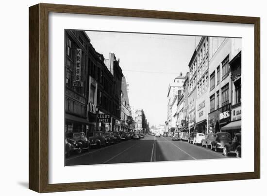 View of Broadway - Tacoma, WA-Lantern Press-Framed Art Print