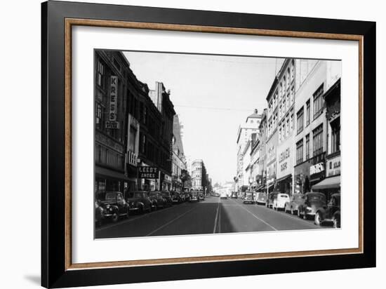 View of Broadway - Tacoma, WA-Lantern Press-Framed Art Print