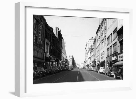 View of Broadway - Tacoma, WA-Lantern Press-Framed Art Print