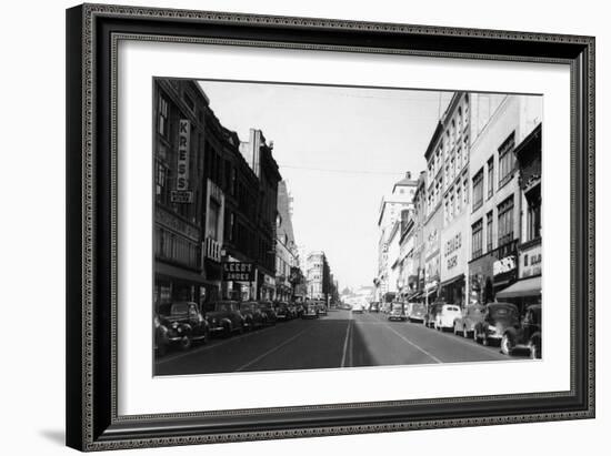 View of Broadway - Tacoma, WA-Lantern Press-Framed Art Print