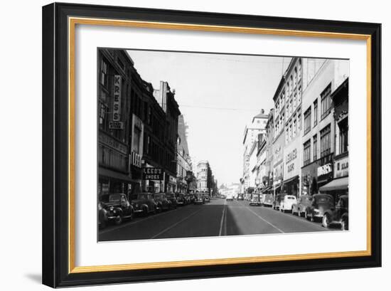 View of Broadway - Tacoma, WA-Lantern Press-Framed Art Print