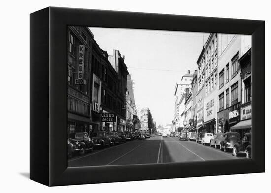 View of Broadway - Tacoma, WA-Lantern Press-Framed Stretched Canvas