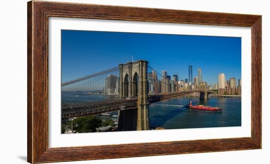 View of Brooklyn Bridge, New York City, New York State, USA-null-Framed Photographic Print