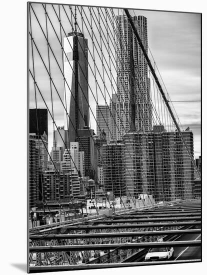 View of Brooklyn Bridge with the One World Trade Center (1WTC) and New York by Gehry Buildings-Philippe Hugonnard-Mounted Photographic Print