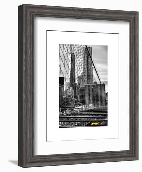 View of Brooklyn Bridge with the One World Trade Center (1WTC) and New York by Gehry Buildings-Philippe Hugonnard-Framed Art Print