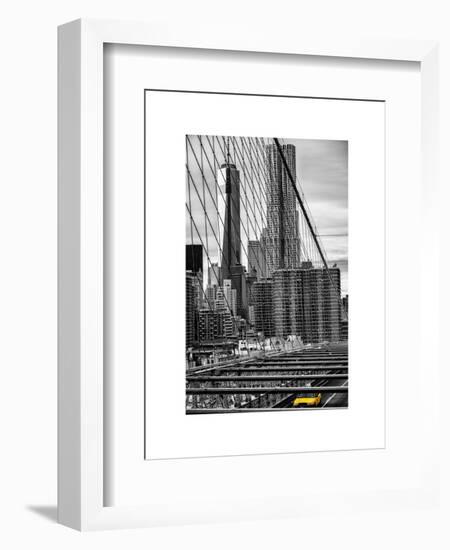 View of Brooklyn Bridge with the One World Trade Center (1WTC) and New York by Gehry Buildings-Philippe Hugonnard-Framed Art Print