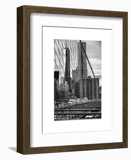 View of Brooklyn Bridge with the One World Trade Center (1WTC) and New York by Gehry Buildings-Philippe Hugonnard-Framed Art Print