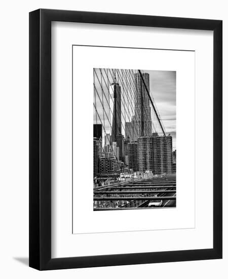 View of Brooklyn Bridge with the One World Trade Center (1WTC) and New York by Gehry Buildings-Philippe Hugonnard-Framed Art Print