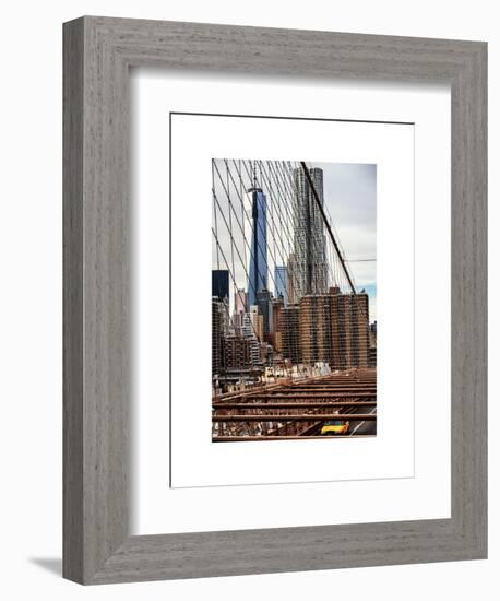 View of Brooklyn Bridge with the One World Trade Center (1WTC) and New York by Gehry Buildings-Philippe Hugonnard-Framed Art Print