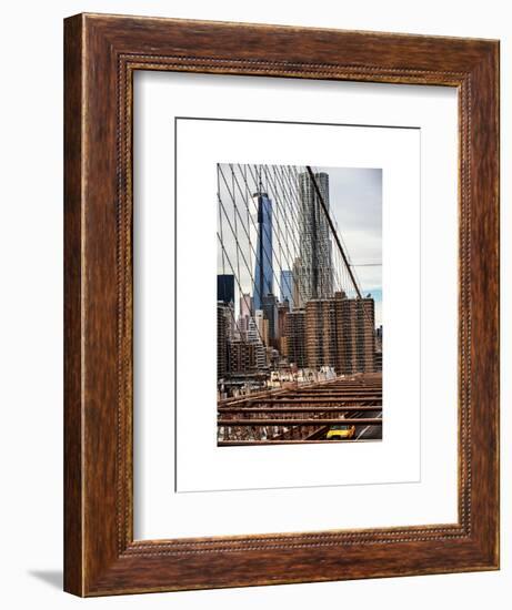 View of Brooklyn Bridge with the One World Trade Center (1WTC) and New York by Gehry Buildings-Philippe Hugonnard-Framed Art Print