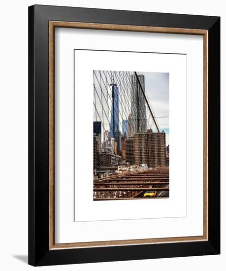 View of Brooklyn Bridge with the One World Trade Center (1WTC) and New York by Gehry Buildings-Philippe Hugonnard-Framed Art Print