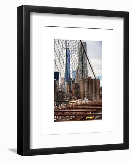 View of Brooklyn Bridge with the One World Trade Center (1WTC) and New York by Gehry Buildings-Philippe Hugonnard-Framed Art Print