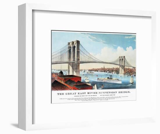 View of Brooklyn Bridge-Currier & Ives-Framed Premium Giclee Print