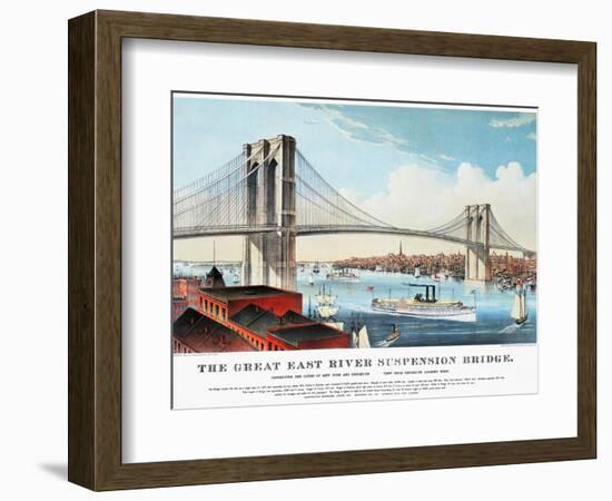 View of Brooklyn Bridge-Currier & Ives-Framed Premium Giclee Print