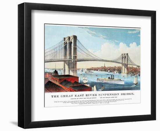 View of Brooklyn Bridge-Currier & Ives-Framed Premium Giclee Print