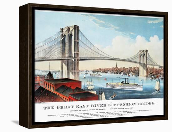 View of Brooklyn Bridge-Currier & Ives-Framed Premier Image Canvas