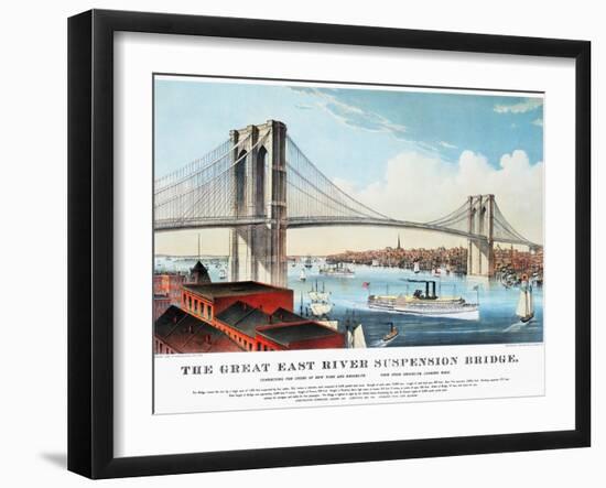 View of Brooklyn Bridge-Currier & Ives-Framed Giclee Print