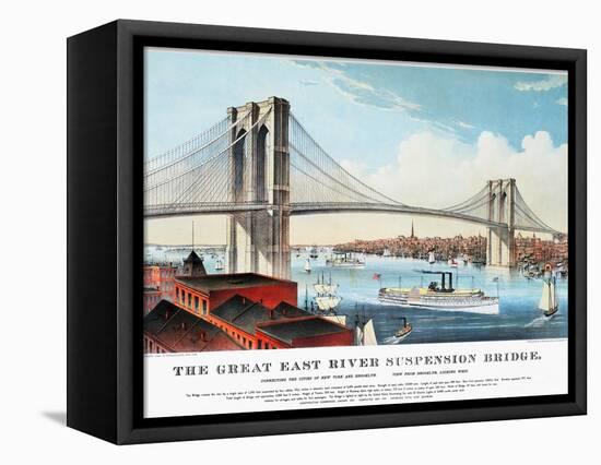 View of Brooklyn Bridge-Currier & Ives-Framed Premier Image Canvas