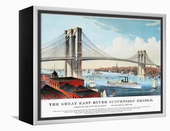 View of Brooklyn Bridge-Currier & Ives-Framed Premier Image Canvas