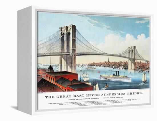 View of Brooklyn Bridge-Currier & Ives-Framed Premier Image Canvas
