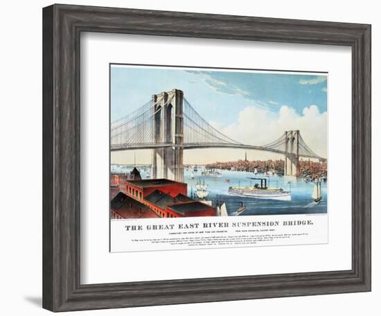 View of Brooklyn Bridge-Currier & Ives-Framed Giclee Print