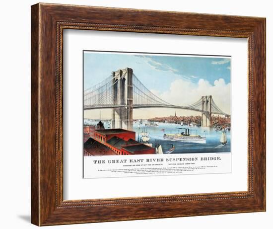 View of Brooklyn Bridge-Currier & Ives-Framed Giclee Print