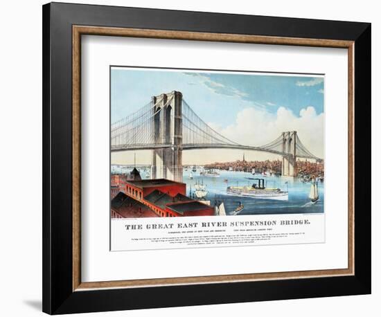 View of Brooklyn Bridge-Currier & Ives-Framed Giclee Print