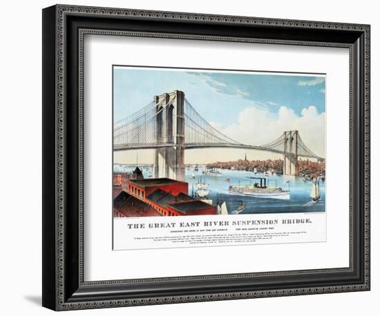 View of Brooklyn Bridge-Currier & Ives-Framed Giclee Print