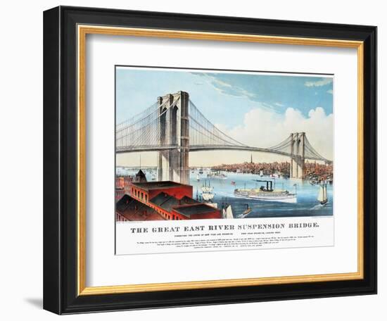 View of Brooklyn Bridge-Currier & Ives-Framed Giclee Print