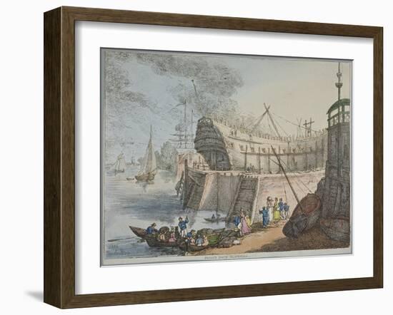 View of Brunswick Dock, 1806-Thomas Rowlandson-Framed Giclee Print