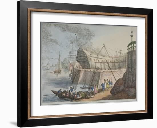 View of Brunswick Dock, 1806-Thomas Rowlandson-Framed Giclee Print