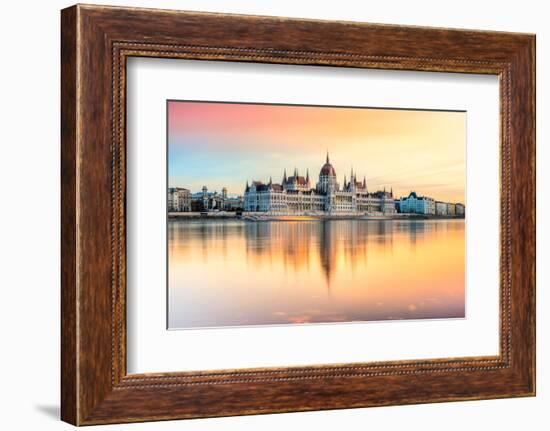 View of Budapest Parliament at Sunset, Hungary-Luciano Mortula - LGM-Framed Photographic Print