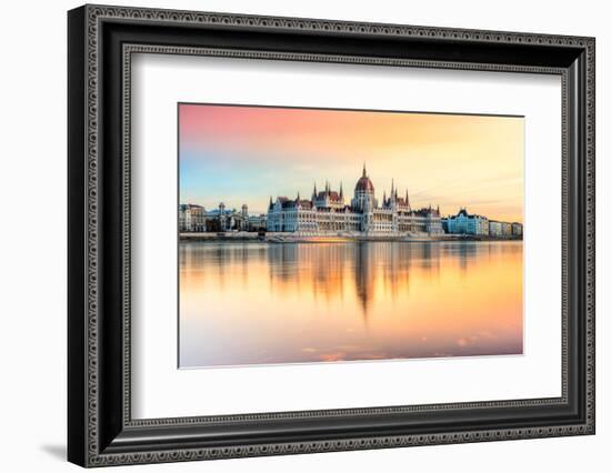 View of Budapest Parliament at Sunset, Hungary-Luciano Mortula - LGM-Framed Photographic Print