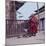 View of Buddhist monk feeding pigeons-Werner Forman-Mounted Giclee Print