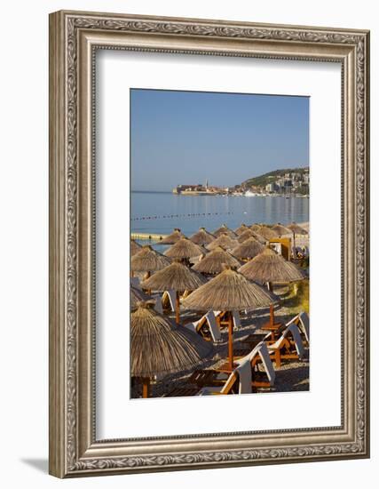 View of Budva Old Town and Beach, Budva Bay, Montenegro, Europe-Frank Fell-Framed Photographic Print