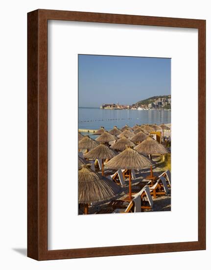 View of Budva Old Town and Beach, Budva Bay, Montenegro, Europe-Frank Fell-Framed Photographic Print