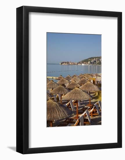 View of Budva Old Town and Beach, Budva Bay, Montenegro, Europe-Frank Fell-Framed Photographic Print