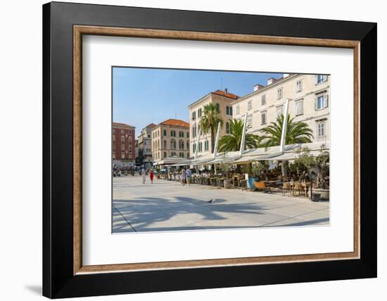 View of buildings and cafes on the Promenade, Split, Dalmatian Coast, Croatia-Frank Fell-Framed Photographic Print