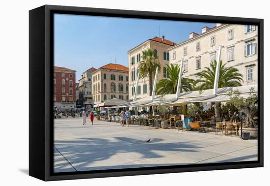 View of buildings and cafes on the Promenade, Split, Dalmatian Coast, Croatia-Frank Fell-Framed Premier Image Canvas