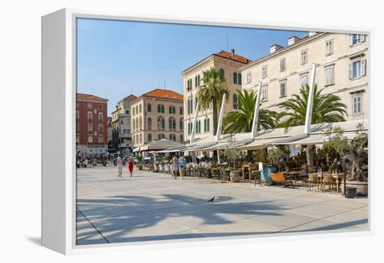 View of buildings and cafes on the Promenade, Split, Dalmatian Coast, Croatia-Frank Fell-Framed Premier Image Canvas