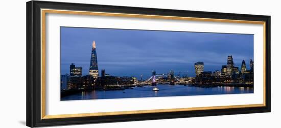 View of Buildings at the Waterfront During Night, City of London, Southwark, London, England-null-Framed Photographic Print