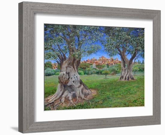 View of Cagnes Sur Mer from Renoir's garden, 2017-Trevor Neal-Framed Giclee Print