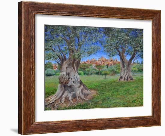 View of Cagnes Sur Mer from Renoir's garden, 2017-Trevor Neal-Framed Giclee Print