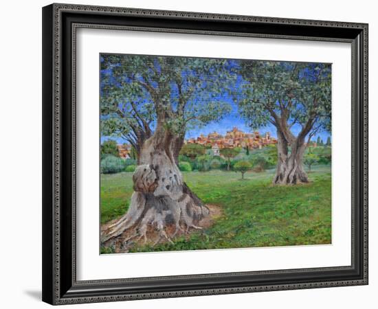 View of Cagnes Sur Mer from Renoir's garden, 2017-Trevor Neal-Framed Giclee Print