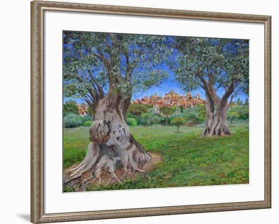 View of Cagnes Sur Mer from Renoir's garden, 2017-Trevor Neal-Framed Giclee Print