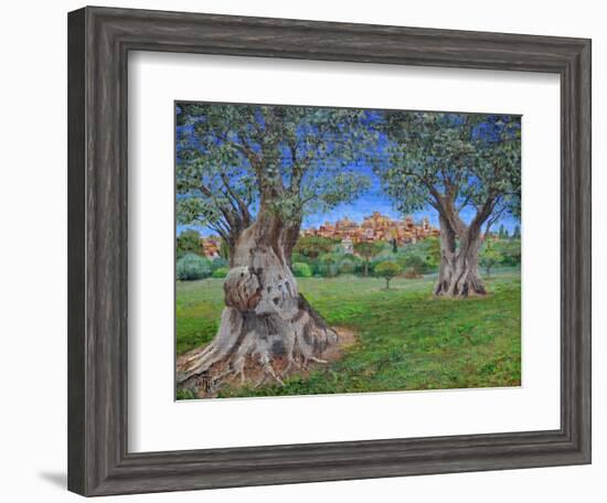 View of Cagnes Sur Mer from Renoir's garden, 2017-Trevor Neal-Framed Giclee Print