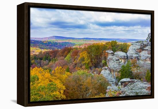 View of Camel Rock and forest, Garden of the Gods Recreation Area, Shawnee National Forest, Illi...-Panoramic Images-Framed Premier Image Canvas