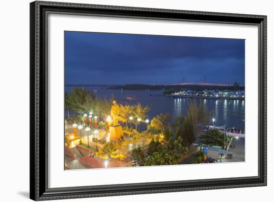 View of Can Tho River at Dusk, Can Tho, Mekong Delta, Vietnam, Indochina, Southeast Asia, Asia-Ian Trower-Framed Photographic Print