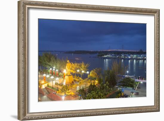 View of Can Tho River at Dusk, Can Tho, Mekong Delta, Vietnam, Indochina, Southeast Asia, Asia-Ian Trower-Framed Photographic Print