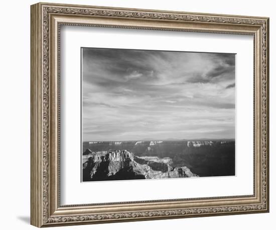 View Of Canyon In Fgnd Horizon Mts & Clouded Sky From North Rim 1941, Grand Canyon NP, Arizona 1941-Ansel Adams-Framed Art Print